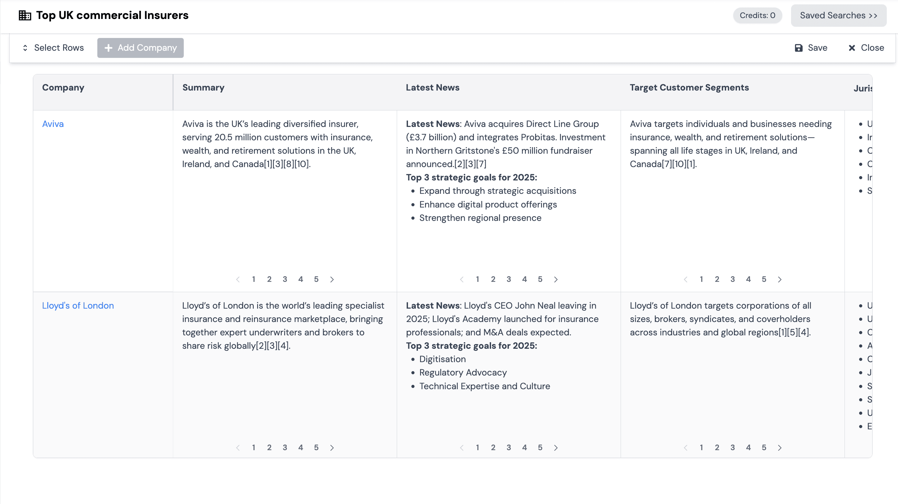 Precept insurance company search dashboard